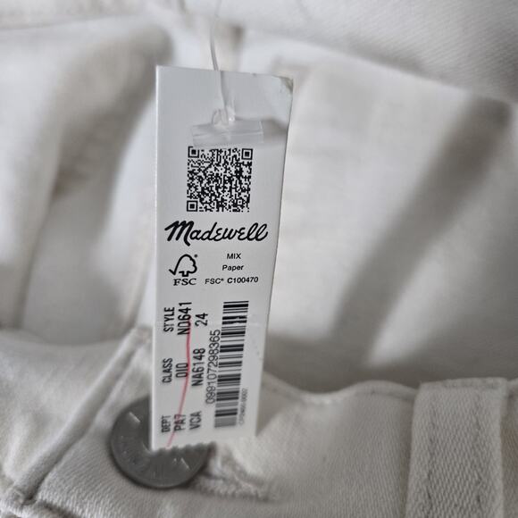 New Madewell Kick Out Full-Length Jeans Ivory Off White Sz 24 Waist Split Hem - Picture 8 of 11